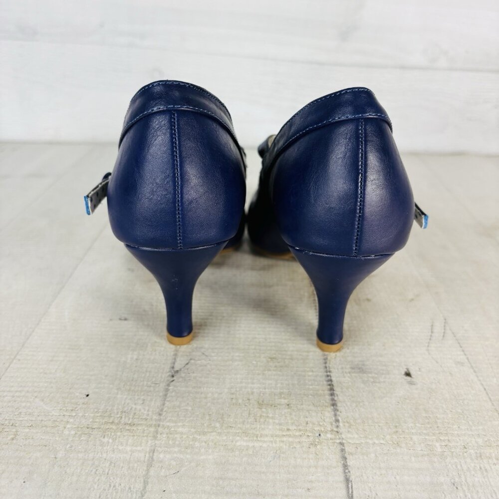 Bettie Page By Ellie BETTIE VINTAGE PUMP Deep Purple Retro Heel Mary Jane Size 8 - Picture 5 of 16